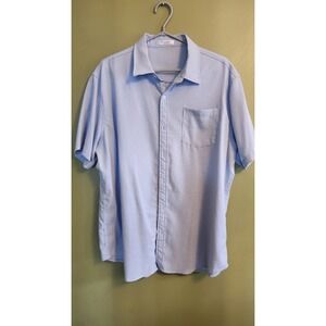 COOFANDY‎ Men's  Cotton/Linen Short Sleeve  Button Down Shirt, Light Blue, XL